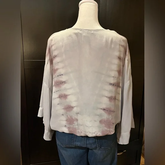 Young Fabulous & Broke Tia Top Blouse. Faux wrap. Light blue, lilac, grey. S-M - Picture 4 of 11